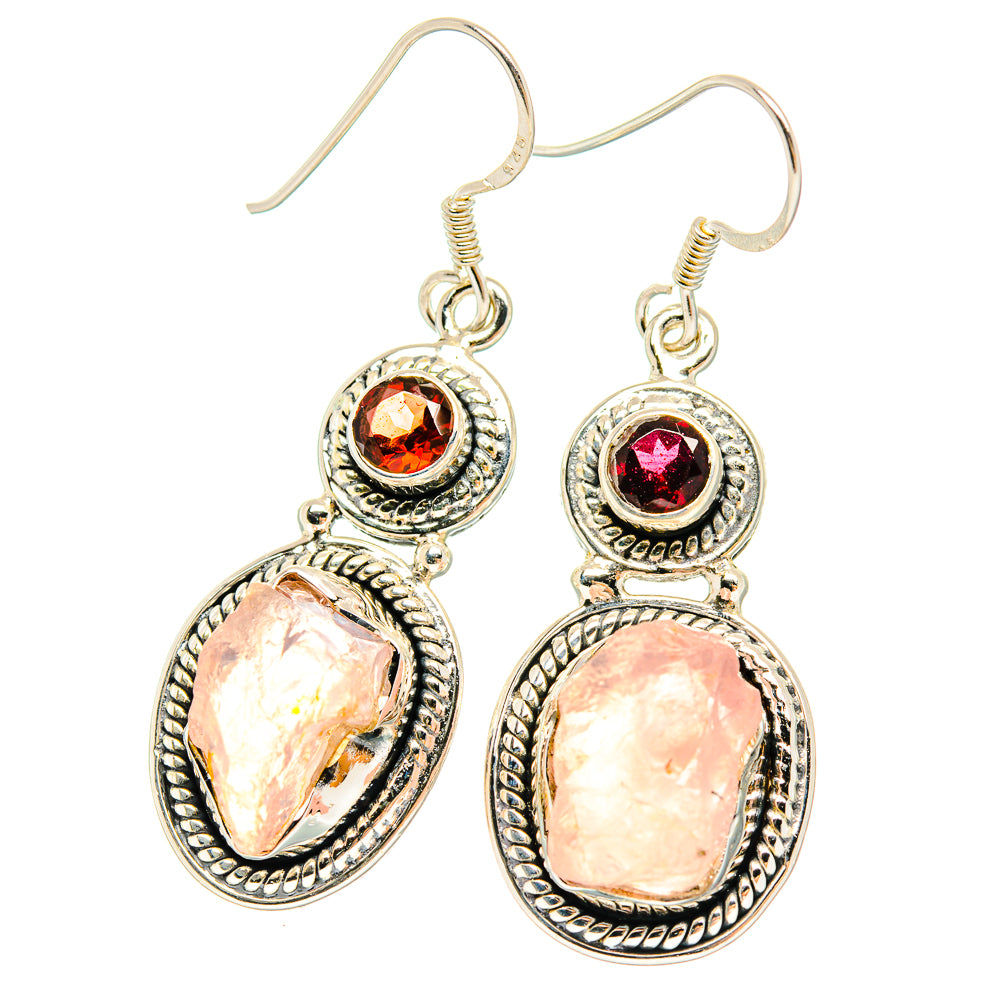 Rose Quartz Earrings handcrafted by Ana Silver Co - EARR429187 - Photo 2