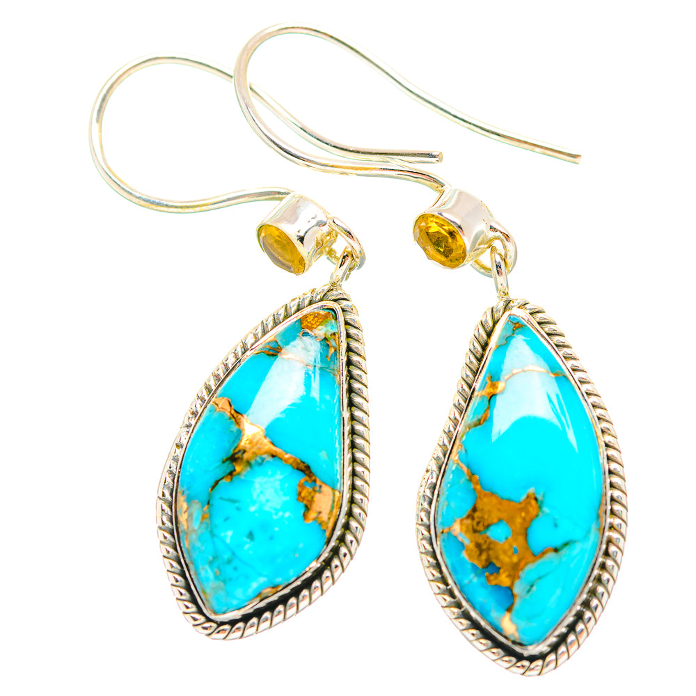 Blue Copper Composite Turquoise Earrings handcrafted by Ana Silver Co - EARR429289 - Photo 2
