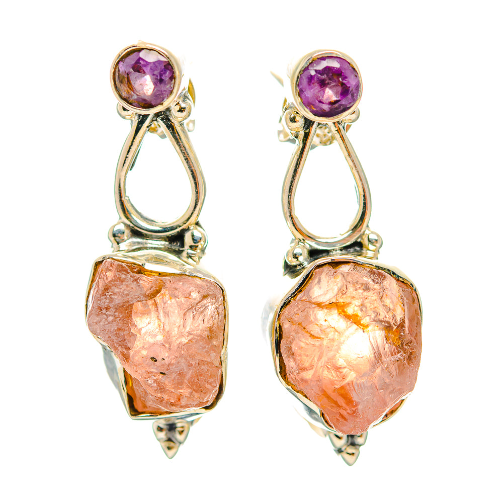 Rose Quartz Earrings handcrafted by Ana Silver Co - EARR429347 - Photo 2