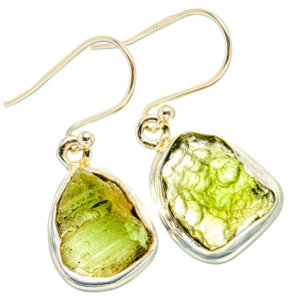 Czech Moldavite Earrings handcrafted by Ana Silver Co - EARR429467 - Photo 2