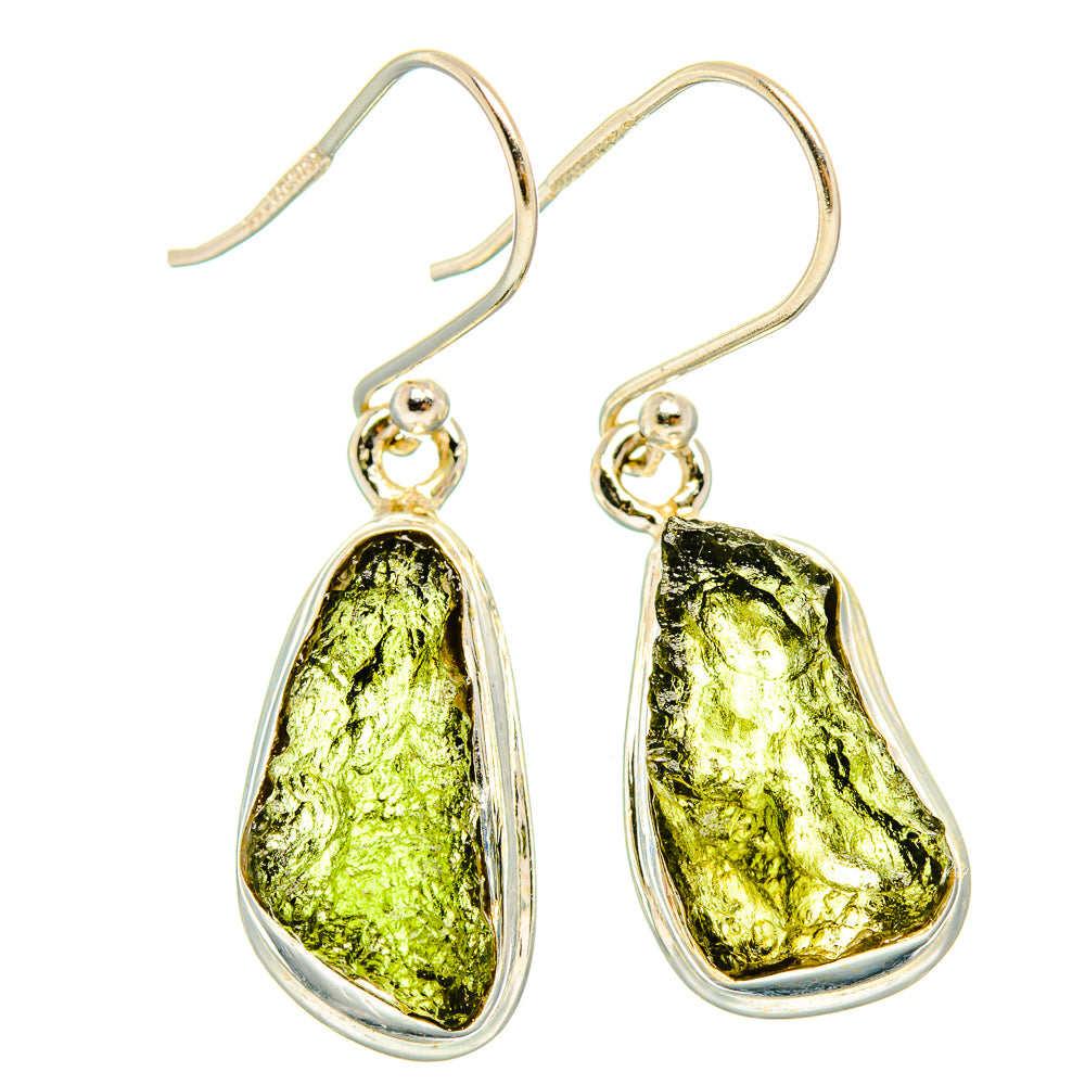 Czech Moldavite Earrings handcrafted by Ana Silver Co - EARR429474 - Photo 2