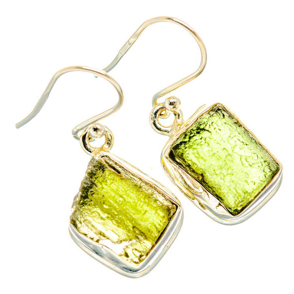 Czech Moldavite Earrings handcrafted by Ana Silver Co - EARR429475 - Photo 2