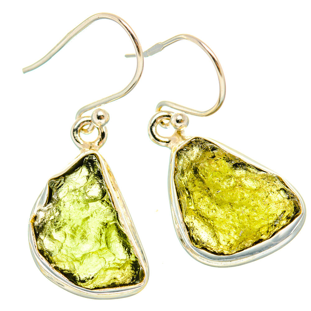 Czech Moldavite Earrings handcrafted by Ana Silver Co - EARR429478 - Photo 2