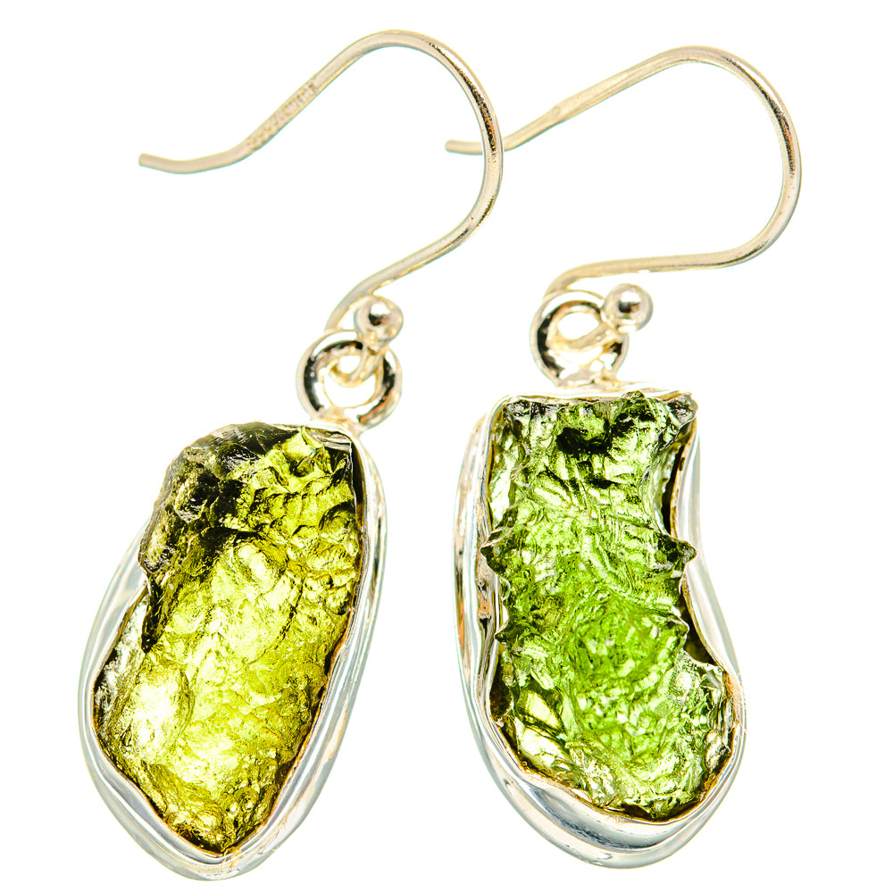 Czech Moldavite Earrings handcrafted by Ana Silver Co - EARR429479 - Photo 2