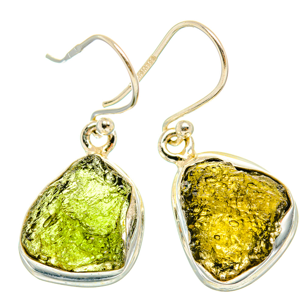 Czech Moldavite Earrings handcrafted by Ana Silver Co - EARR429482 - Photo 2