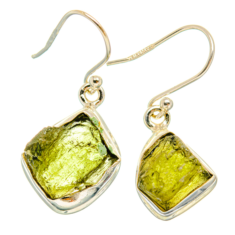 Czech Moldavite Earrings handcrafted by Ana Silver Co - EARR429485 - Photo 2