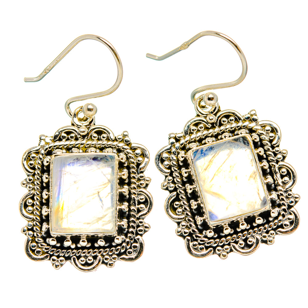 Rainbow Moonstone Earrings handcrafted by Ana Silver Co - EARR429488 - Photo 2