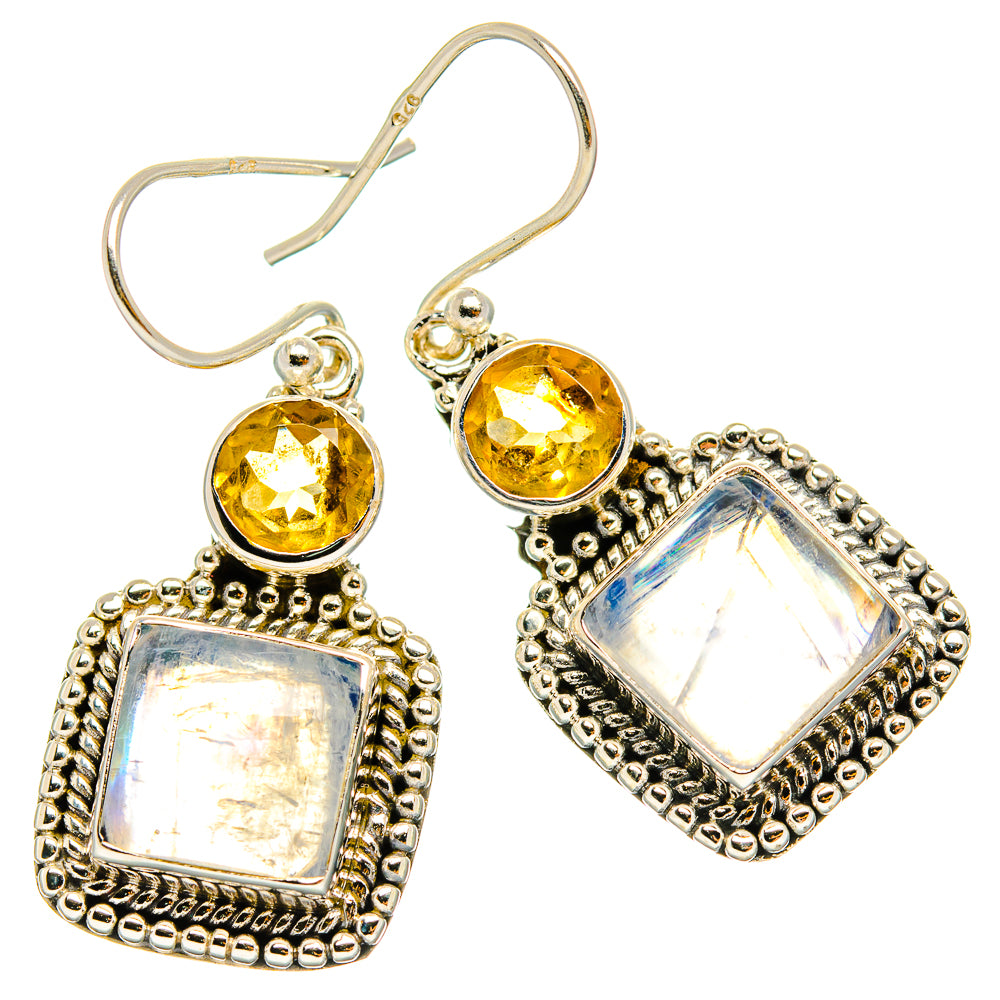 Rainbow Moonstone Earrings handcrafted by Ana Silver Co - EARR429498 - Photo 2