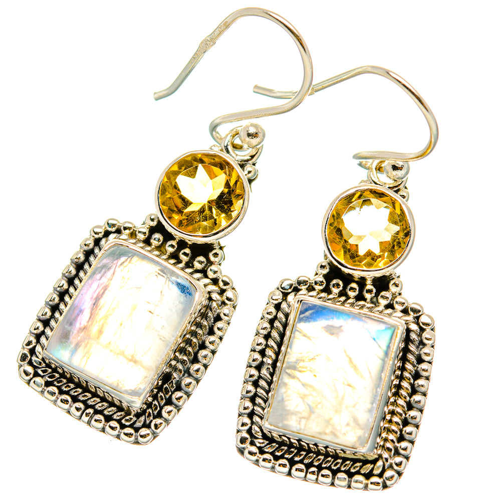 Rainbow Moonstone Earrings handcrafted by Ana Silver Co - EARR429525 - Photo 2