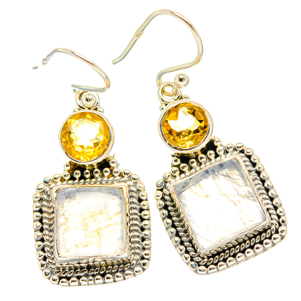 Rainbow Moonstone Earrings handcrafted by Ana Silver Co - EARR429557 - Photo 2