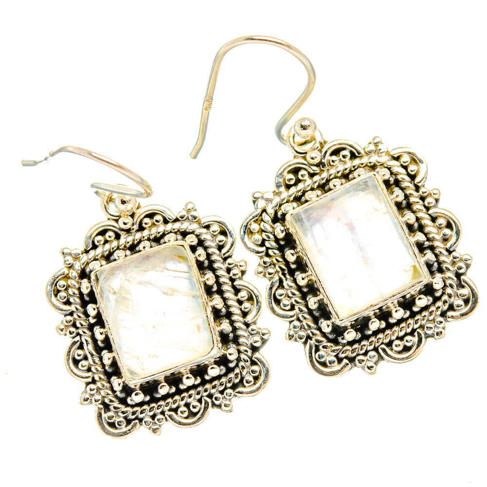 Rainbow Moonstone Earrings handcrafted by Ana Silver Co - EARR429577 - Photo 2