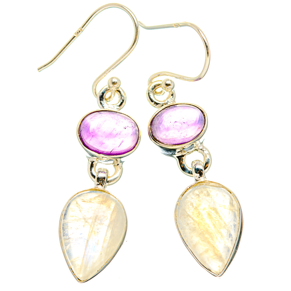 Rainbow Moonstone, Amethyst Earrings handcrafted by Ana Silver Co - EARR429762 - Photo 2