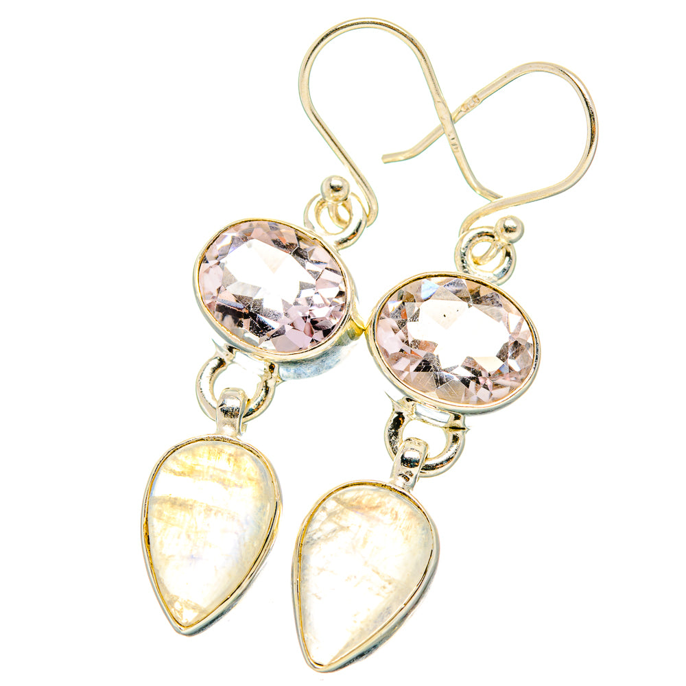 Rainbow Moonstone, Pink Amethyst Earrings handcrafted by Ana Silver Co - EARR429779 - Photo 2