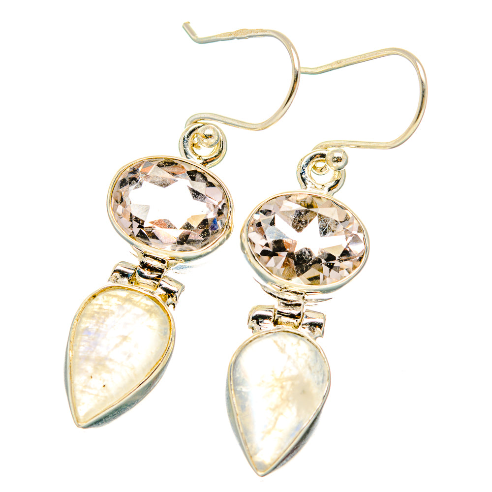 Rainbow Moonstone, Pink Amethyst Earrings handcrafted by Ana Silver Co - EARR429782 - Photo 2