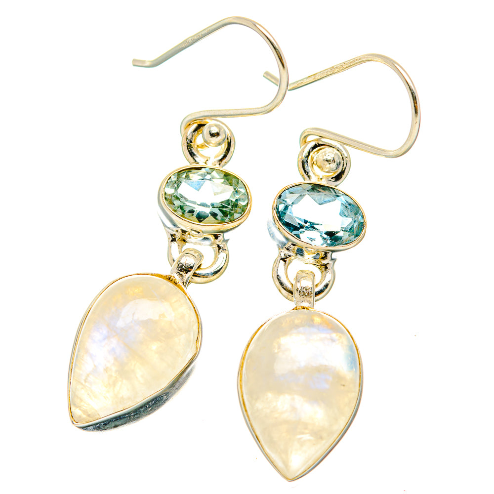 Rainbow Moonstone, Blue Topaz Earrings handcrafted by Ana Silver Co - EARR429785 - Photo 2