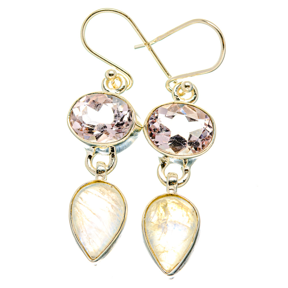 Rainbow Moonstone, Pink Amethyst Earrings handcrafted by Ana Silver Co - EARR429787 - Photo 2