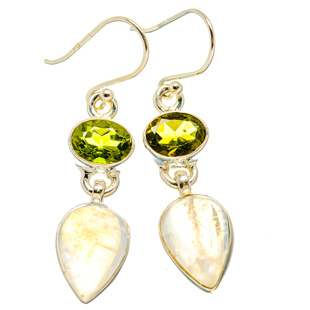 Rainbow Moonstone, Peridot Earrings handcrafted by Ana Silver Co - EARR429791 - Photo 2