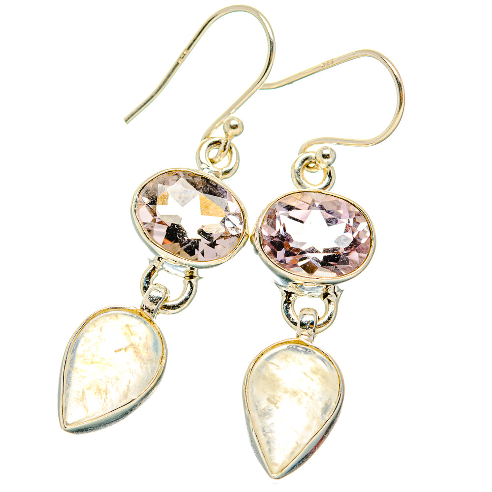 Rainbow Moonstone, Pink Amethyst Earrings handcrafted by Ana Silver Co - EARR429811 - Photo 2