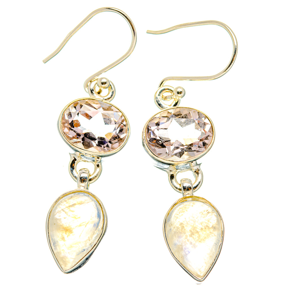 Rainbow Moonstone, Pink Amethyst Earrings handcrafted by Ana Silver Co - EARR429812 - Photo 2