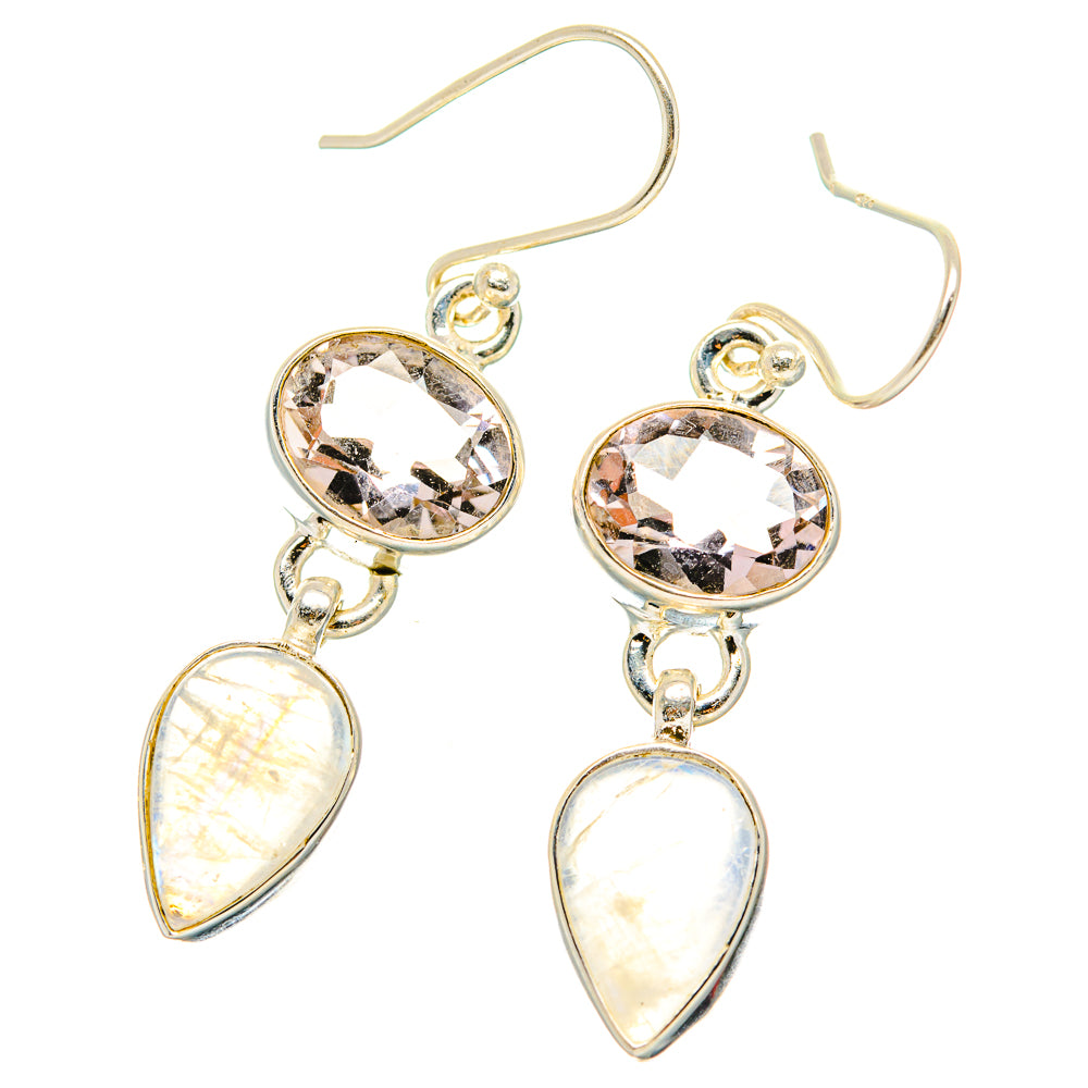 Rainbow Moonstone, Pink Amethyst Earrings handcrafted by Ana Silver Co - EARR429830 - Photo 2