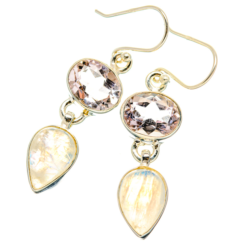 Rainbow Moonstone, Pink Amethyst Earrings handcrafted by Ana Silver Co - EARR429838 - Photo 2
