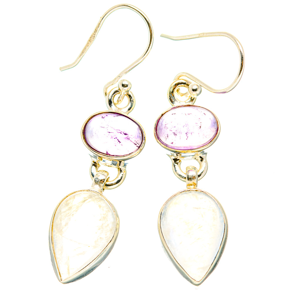 Rainbow Moonstone, Amethyst Earrings handcrafted by Ana Silver Co - EARR429850 - Photo 2