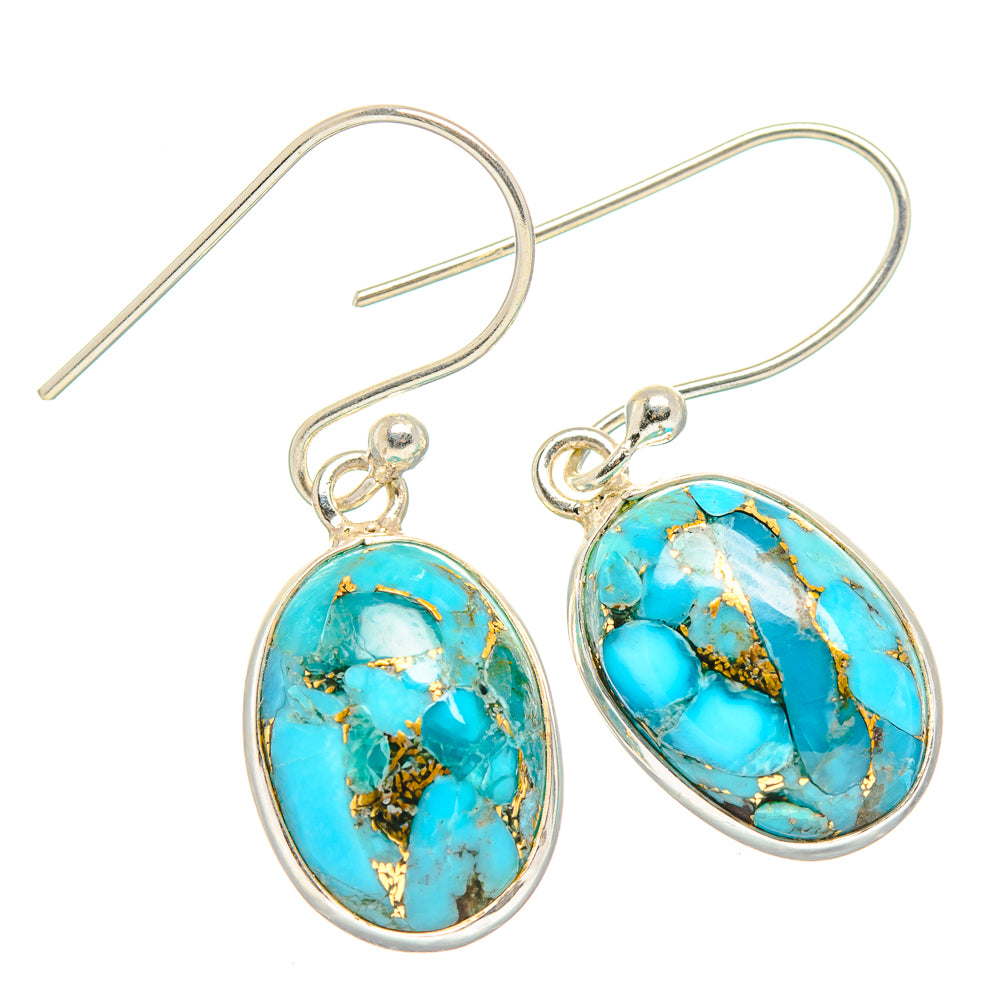 Blue Copper Composite Turquoise Earrings handcrafted by Ana Silver Co - EARR429908 - Photo 2