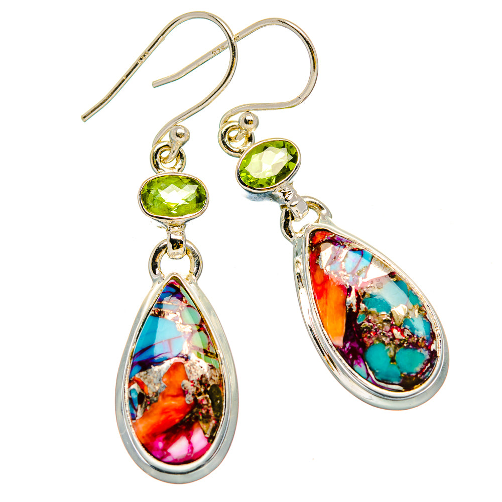 Kingman Pink Dahlia Turquoise Earrings handcrafted by Ana Silver Co - EARR429930 - Photo 2