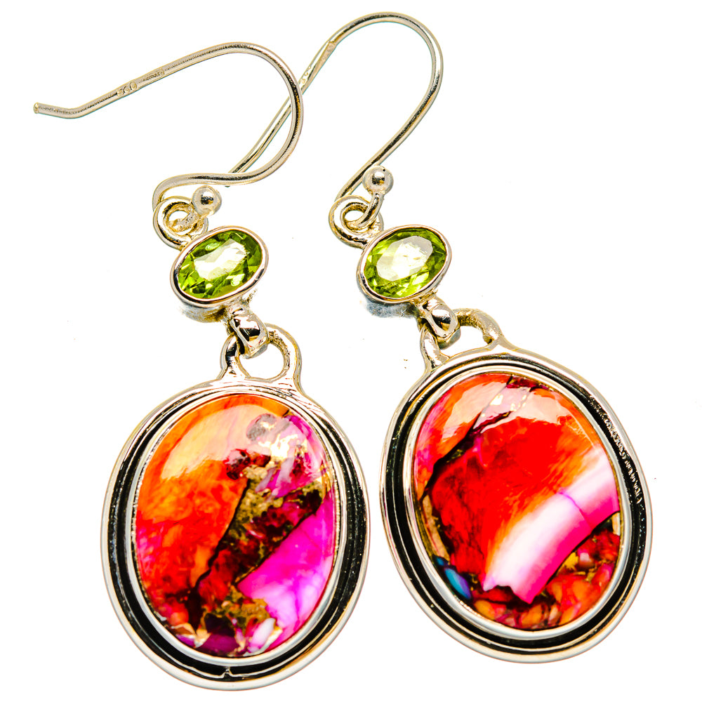 Kingman Pink Dahlia Turquoise Earrings handcrafted by Ana Silver Co - EARR429934 - Photo 2