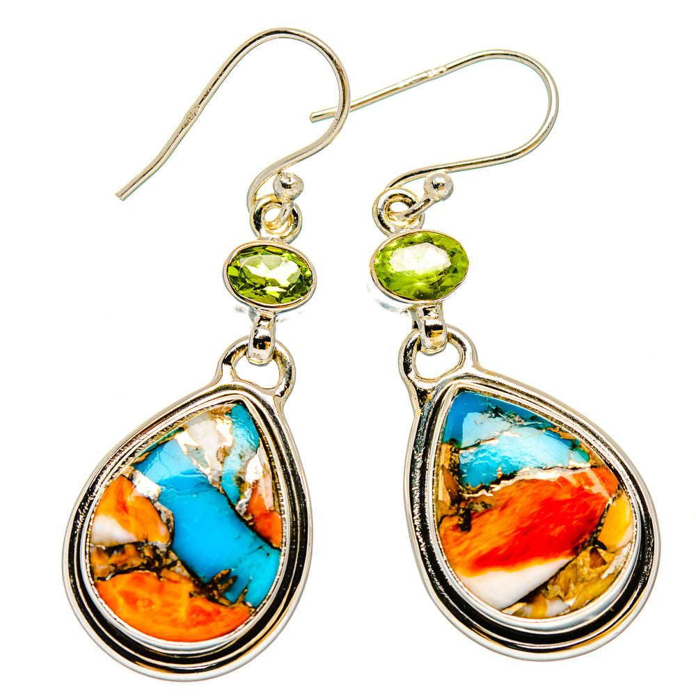 Spiny Oyster Turquoise Earrings handcrafted by Ana Silver Co - EARR429952 - Photo 2