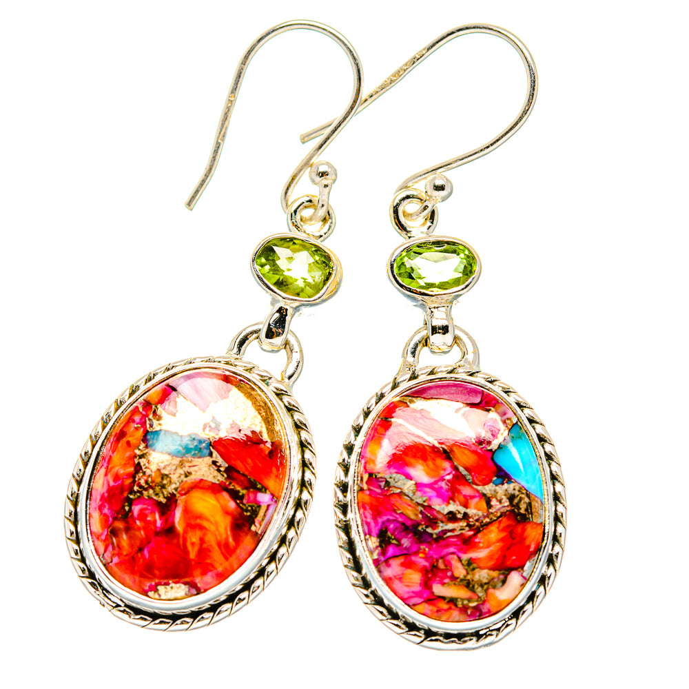 Kingman Pink Dahlia Turquoise Earrings handcrafted by Ana Silver Co - EARR429985 - Photo 2