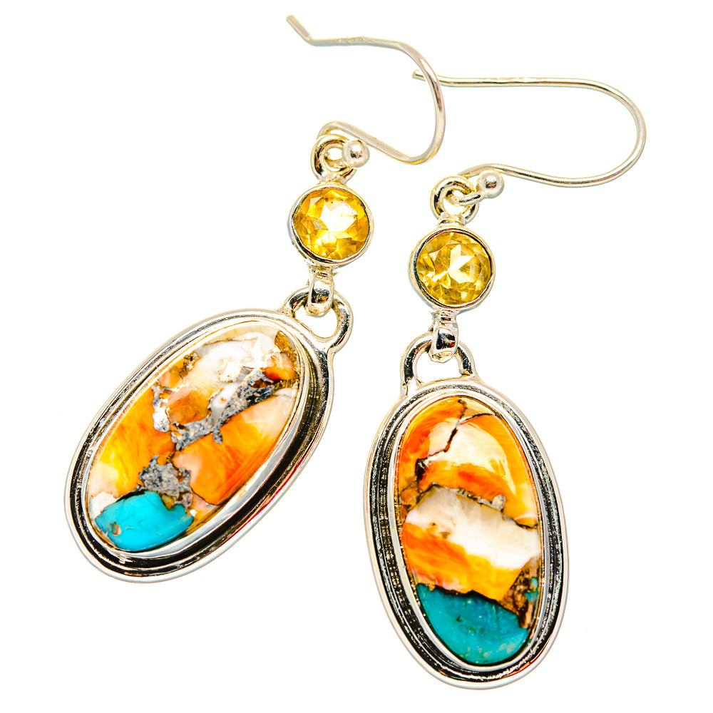 Spiny Oyster Turquoise Earrings handcrafted by Ana Silver Co - EARR430041 - Photo 2