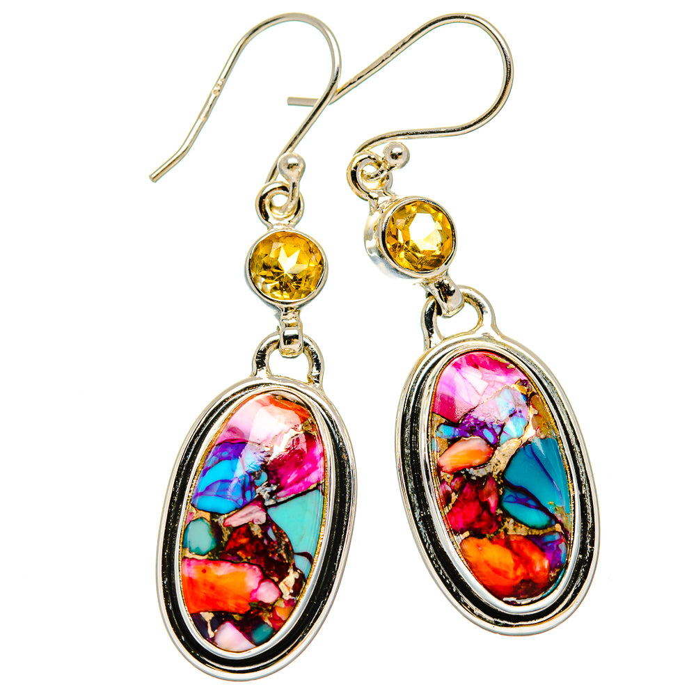 Kingman Pink Dahlia Turquoise Earrings handcrafted by Ana Silver Co - EARR430084 - Photo 2