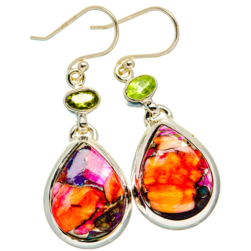 Kingman Pink Dahlia Turquoise Earrings handcrafted by Ana Silver Co - EARR430097 - Photo 2