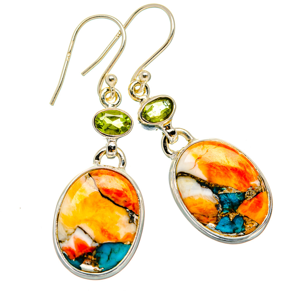 Spiny Oyster Turquoise Earrings handcrafted by Ana Silver Co - EARR430122 - Photo 2