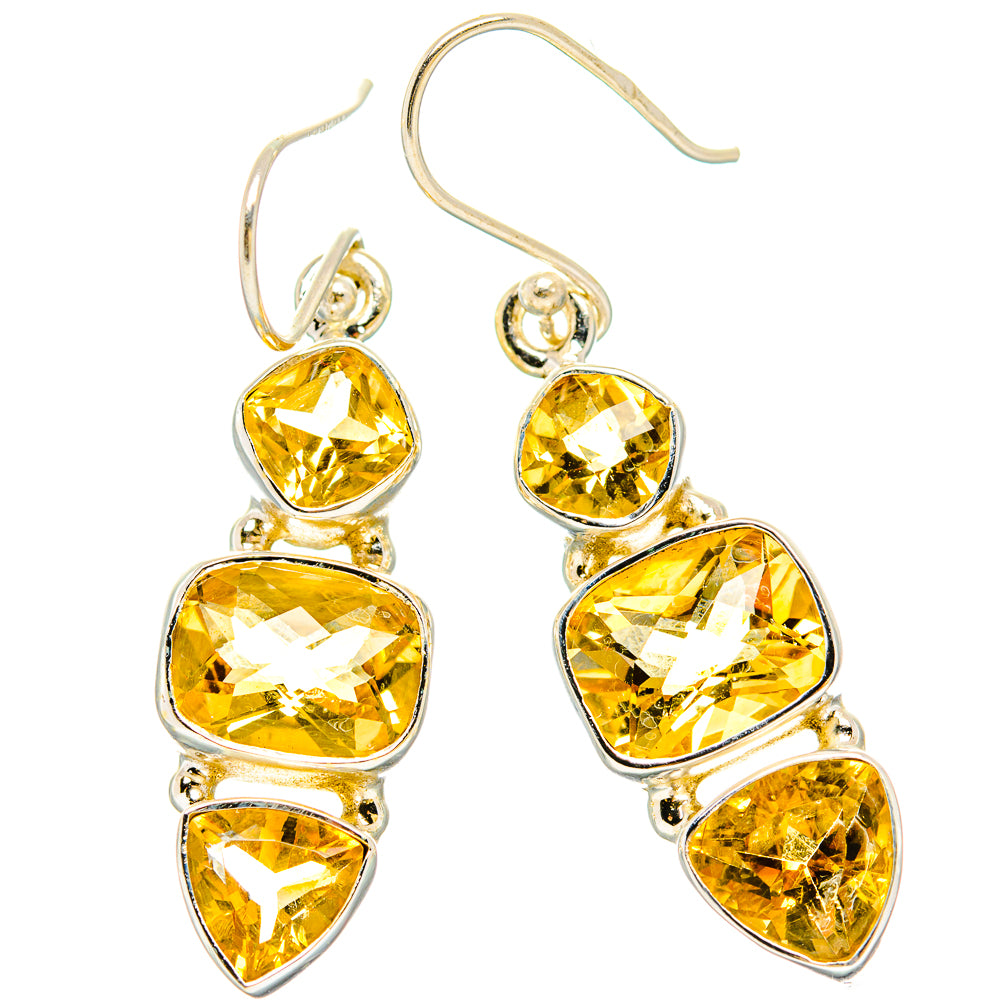 Citrine drop earrings with round, oval, and pear-cut stones in 925 sterling silver