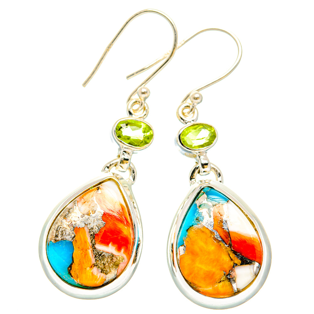 Spiny Oyster Turquoise Earrings handcrafted by Ana Silver Co - EARR430211 - Photo 2