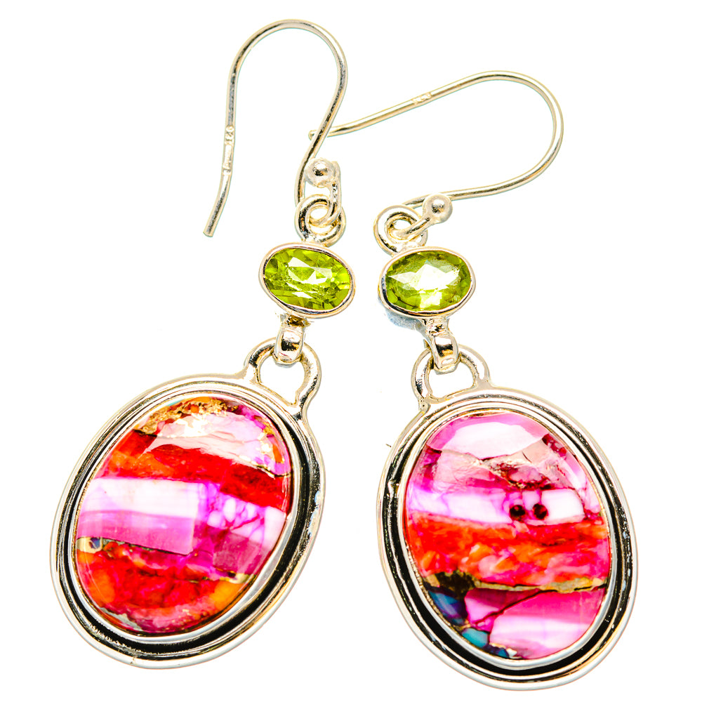 Kingman Pink Dahlia Turquoise Earrings handcrafted by Ana Silver Co - EARR430252 - Photo 2