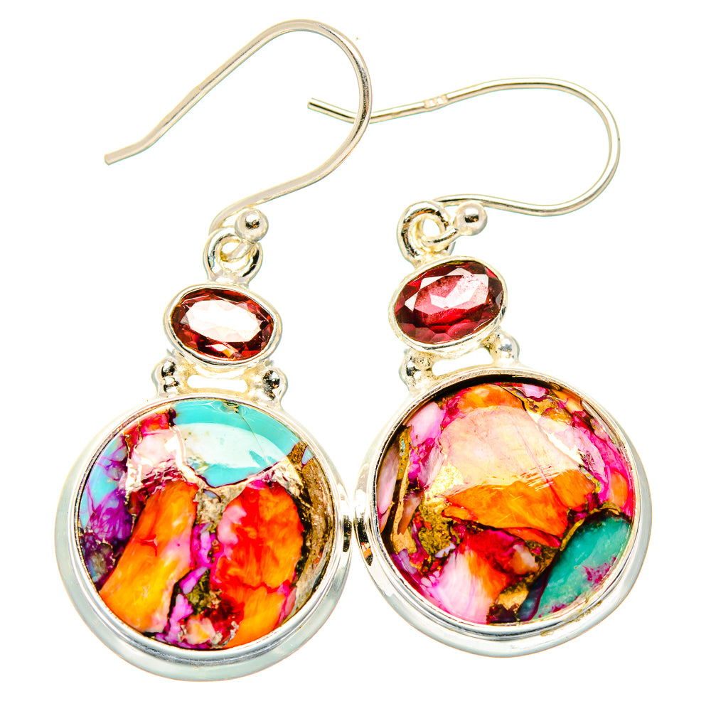Kingman Pink Dahlia Turquoise Earrings handcrafted by Ana Silver Co - EARR430327 - Photo 2