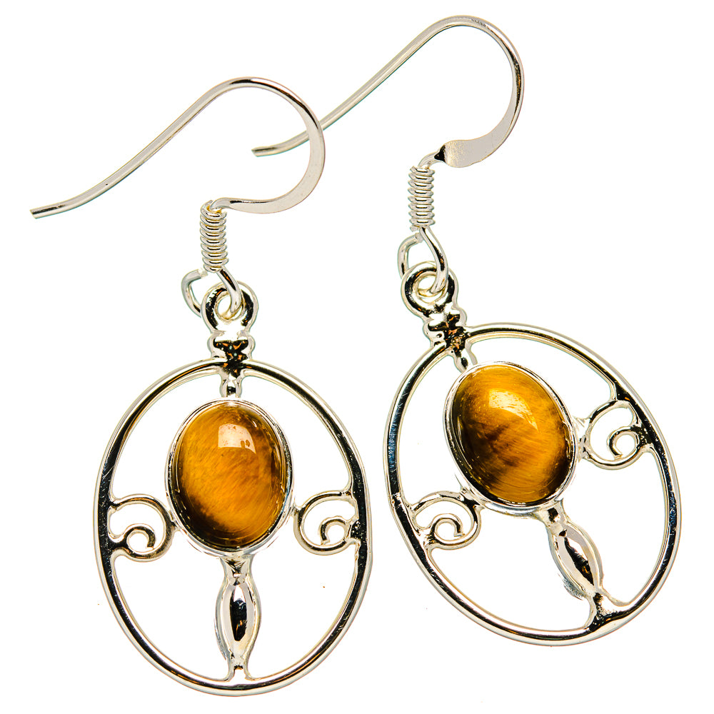 Tiger Eye Earrings handcrafted by Ana Silver Co - EARR430421 - Photo 2