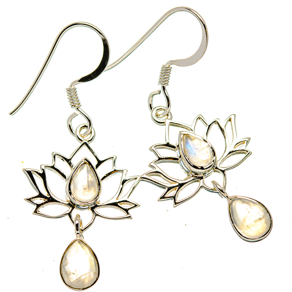 Rainbow Moonstone Earrings handcrafted by Ana Silver Co - EARR430445 - Photo 2