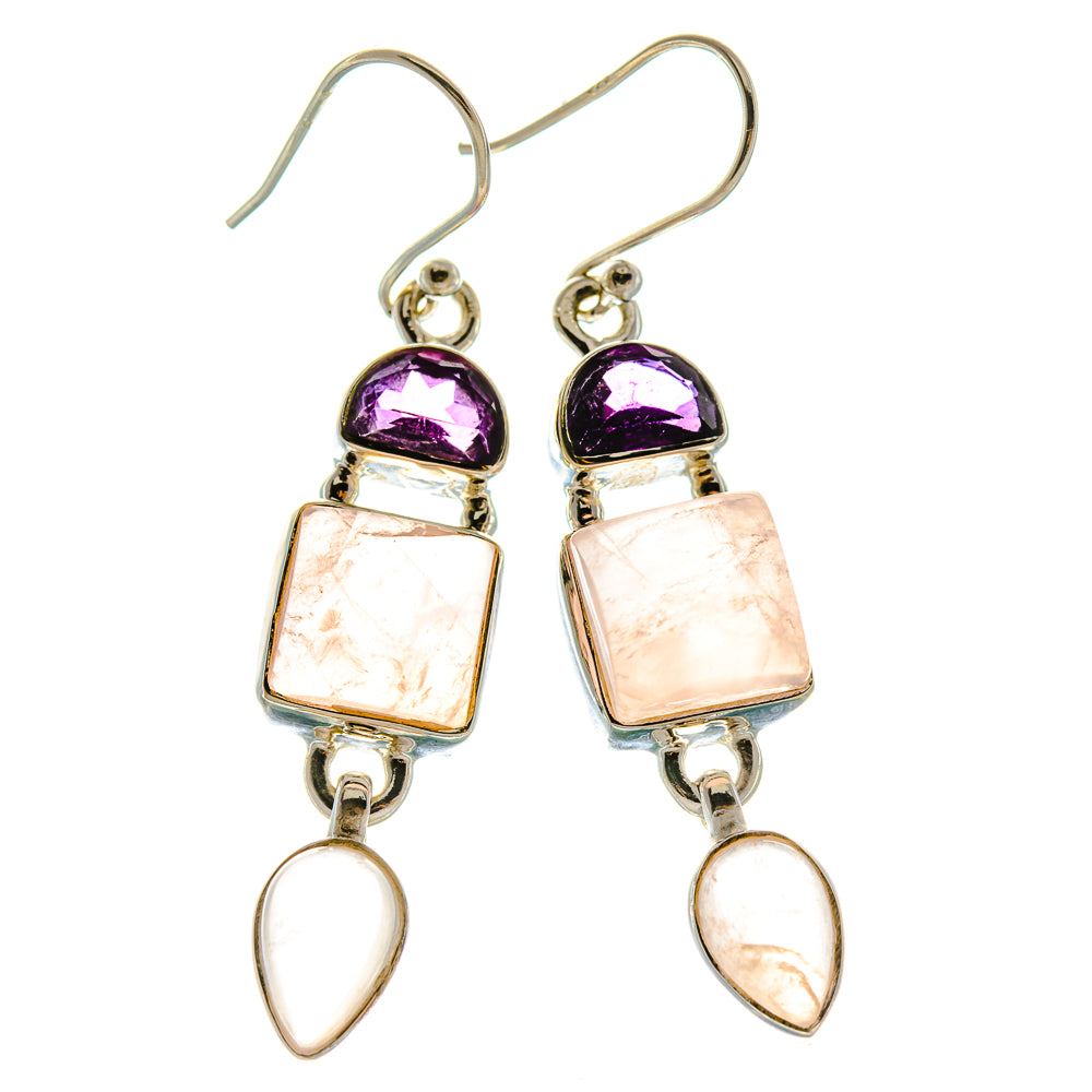 Rose Quartz Earrings handcrafted by Ana Silver Co - EARR430493 - Photo 2