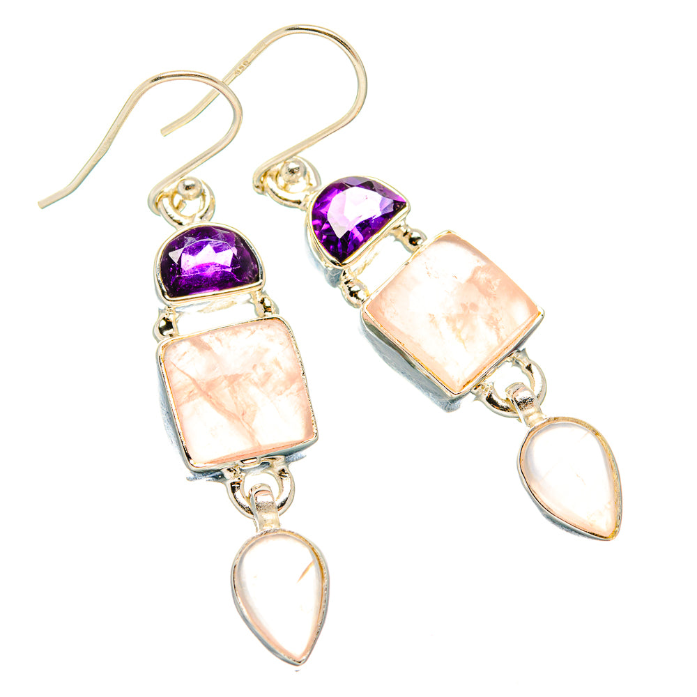 Rose Quartz Earrings handcrafted by Ana Silver Co - EARR430513 - Photo 2