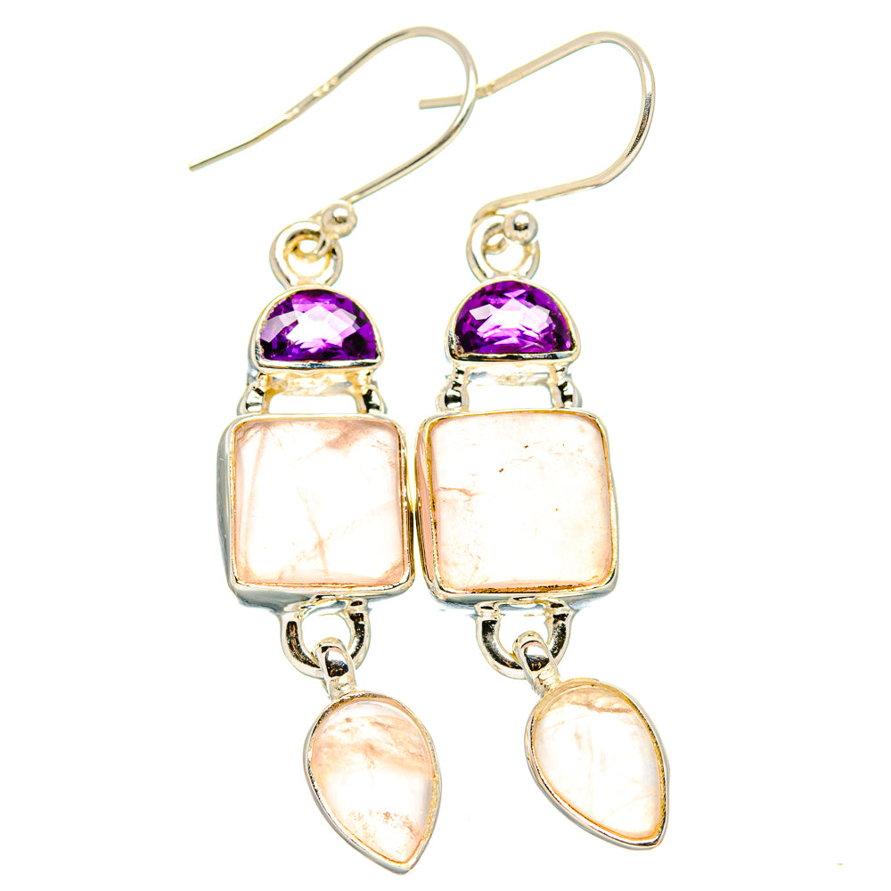 Rose Quartz Earrings handcrafted by Ana Silver Co - EARR430553 - Photo 2