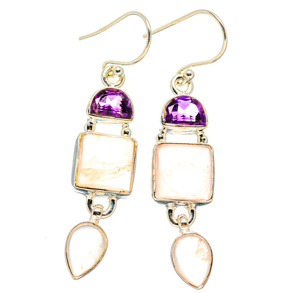Rose Quartz Earrings handcrafted by Ana Silver Co - EARR430554 - Photo 2