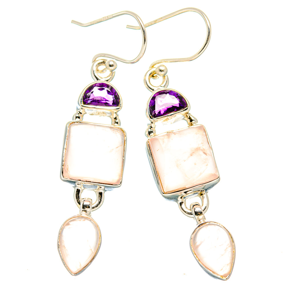 Rose Quartz Earrings handcrafted by Ana Silver Co - EARR430562 - Photo 2