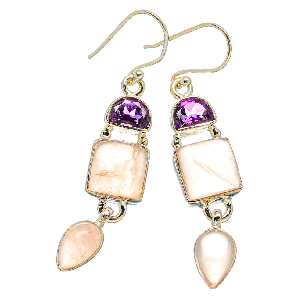 Rose Quartz Earrings handcrafted by Ana Silver Co - EARR430612 - Photo 2
