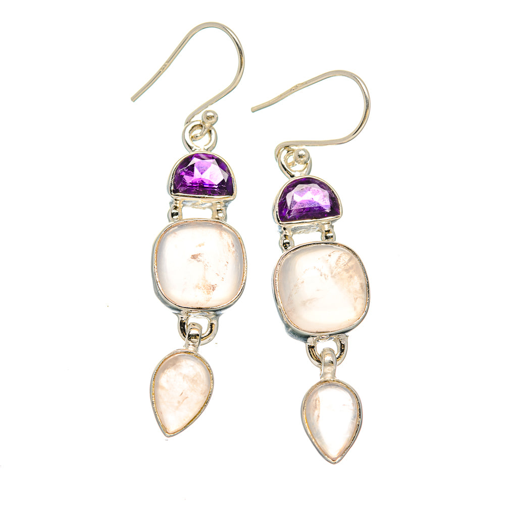 Rose Quartz Earrings handcrafted by Ana Silver Co - EARR430624 - Photo 2