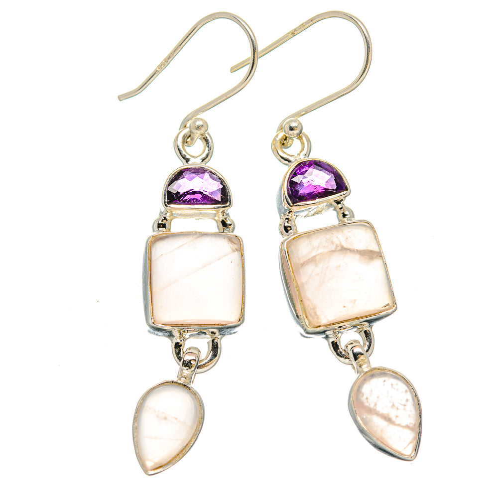 Rose Quartz Earrings handcrafted by Ana Silver Co - EARR430628 - Photo 2