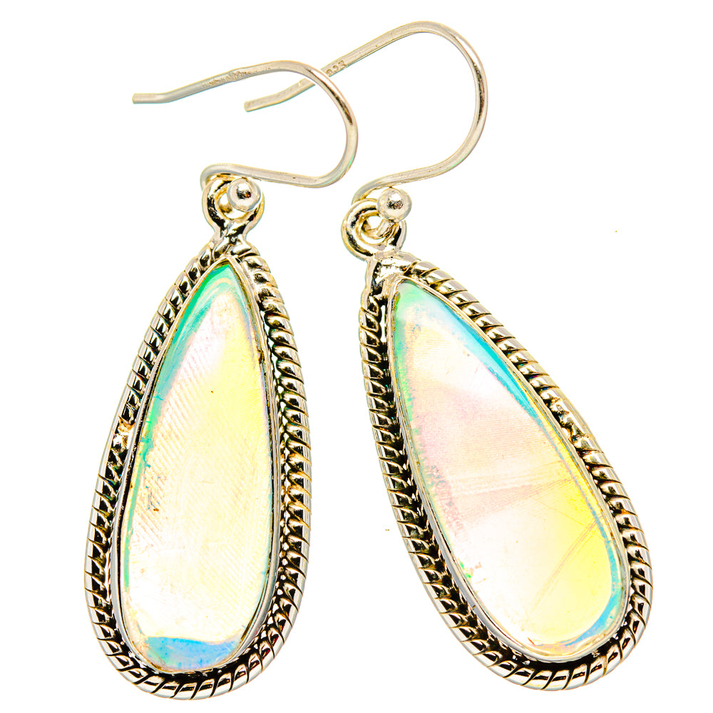 925 sterling silver opal teardrop earrings with rope-edged bezel and fishhook backs
